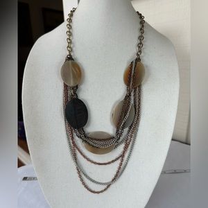 Polished horn mixed metal chain necklace